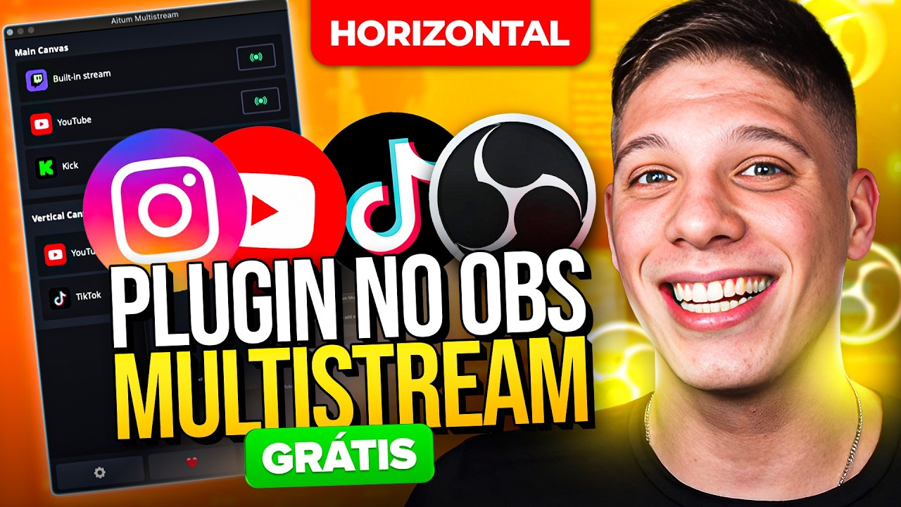 Como fazer LIVE MULTIPLATAFORMA no OBS em 2024 COM PLUGIN GRÁTIS (HORIZONTAL)