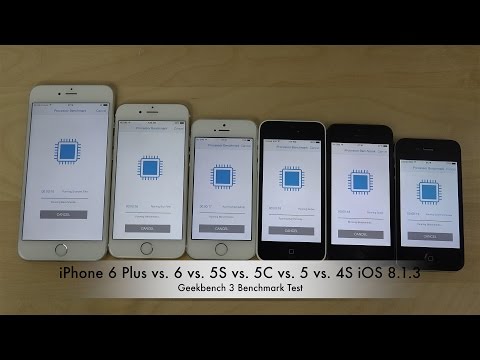 iPhone 6 Plus vs. 6 vs. 5S vs. 5C vs. 5 vs. 4S iOS 8.1.3 - Geekbench 3 Benchmark Test