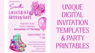 Sneaker Ball Birthday Party Invitation Template, Sneaker Theme Birthday Party Invitation Template