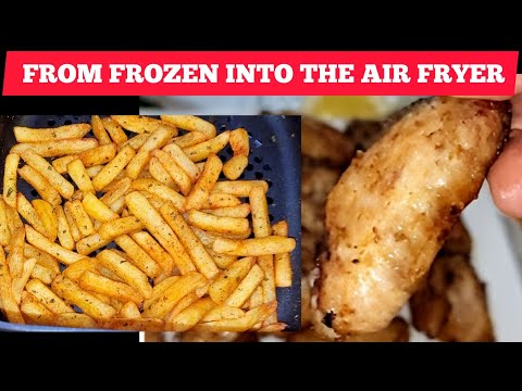 AIR FRYER FROZEN CHICKEN WINGS AND FROZEN POTATOES FRIES. HOW TO AIR FRY STORE BOUGHT FROZEN FOODS