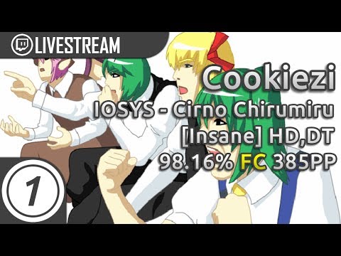 Cookiezi | IOSYS - Cirno Chirumiru [Insane] +HD,DT 98.16% FC #1 385pp