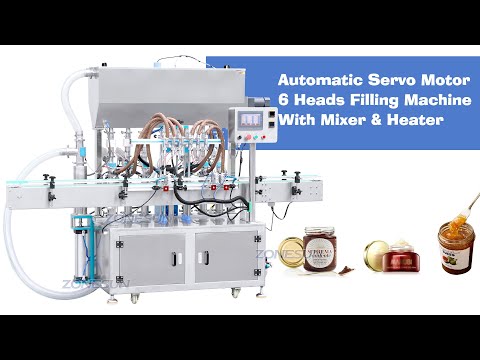 Filling process ZS-YT6T-6PXH Automatic Servo Motor 6 Heads Filling Machine With Mixer & Heater