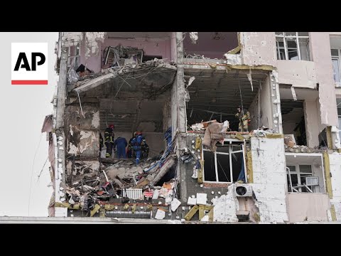 Buildings damaged in Kyiv after Russia attacks city with missiles and drones
