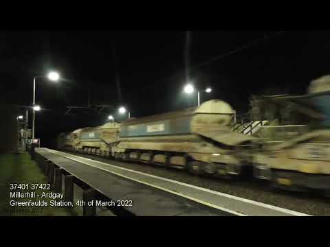 37401/37422 Ballast Train to the Far North Line at Greenfaulds: 04/03/22