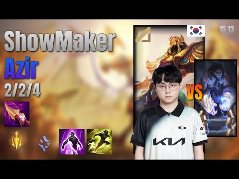 ShowMaker Mid Azir vs Sylas lol KR solo rank Full Game 15.13 | 쇼메이커 아지르 vs 사일러스