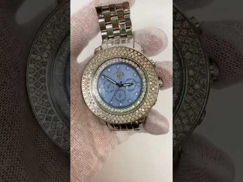 Techno Watch Blue Dial with 4ct Diamonds, 50 mm video