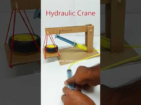 hydraulic crane working model using cardboard and syringes - shorts - science project academy