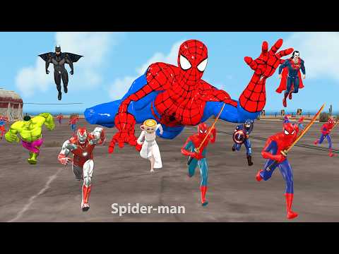 Siêu nhân nhện🔴Game Playing Spider-Man Challenge Rescue Bride Superman vs Batman vs Iron Man