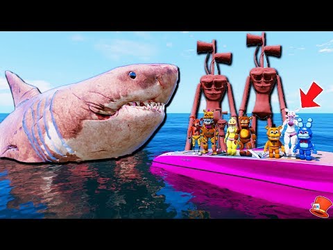 Animatronics GET EATEN ALIVE By GIANT MEGALODON SHARK & SIREN HEAD! (GTA 5 Mods FNAF RedHatter)
