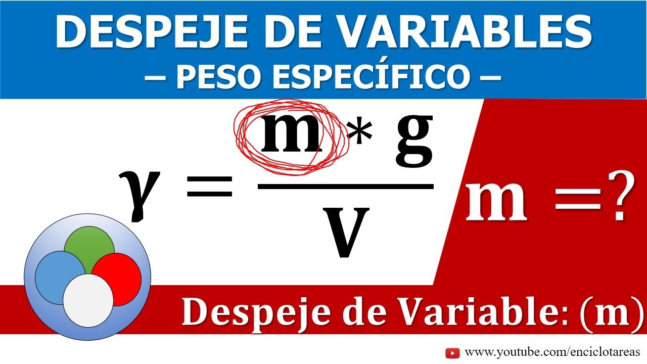 Despeje de Variables - Fórmula de Peso Específico (Despeje la masa)