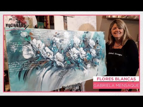 MONITOR | Gabriela Mensaque | cuadro con flores y stencil | Manos a la Obra