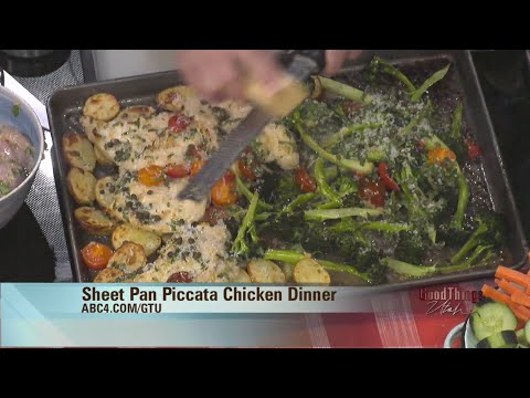 Harmons shares a savory sheet pan piccata chicken dinner recipe