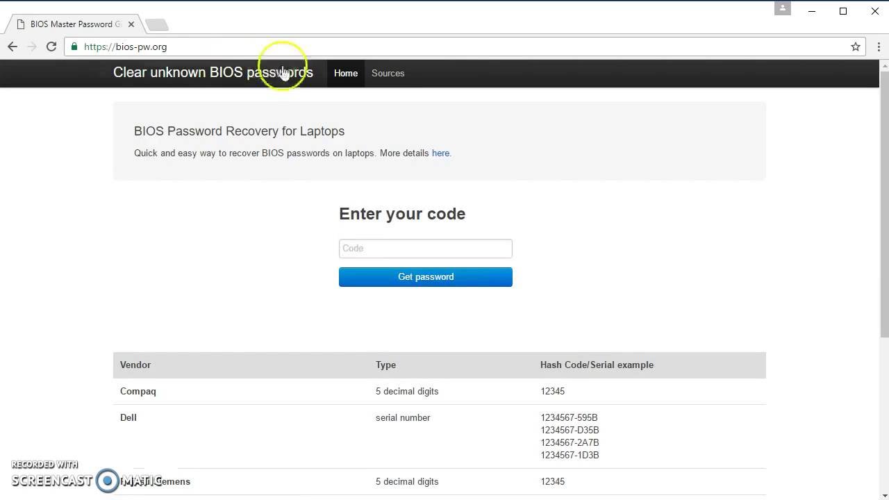 Bios Master Password Generator For Laptops   recover BIOS password