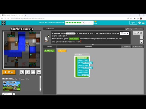 L20-11 |Code.org | Express-2021 | Lesson 20:  Functions in Minecraft | level 11