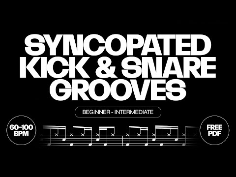 5 Syncopated Kick & Snare Grooves | Practice Along Sheet Music (Beginner & Intermediate)