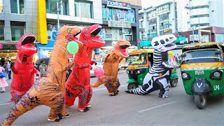 Dinosaurs Walking in Public Prank | Hilarious Public Reaction