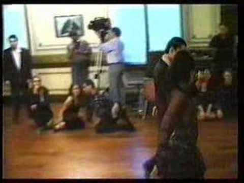 Javier Rodriguez and Geraldine Rojas are dancing to the tango " El Huracan "