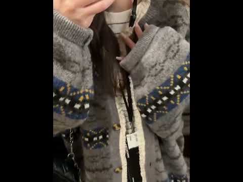 駱駝毛費爾島蕾絲大開衫外套