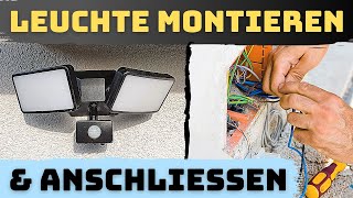 LED Strahler mit Bewegungsmelder anschließen / Außenleuchte (30 Watt) montieren Teil 3
