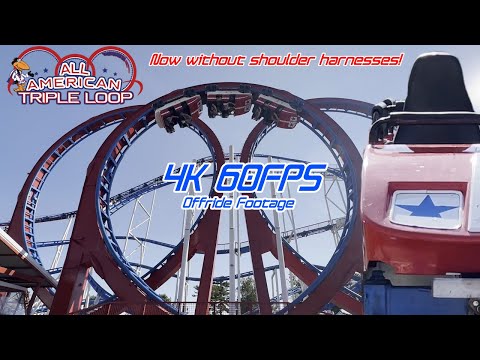 Off-ride footage of a All American Triple Loop train