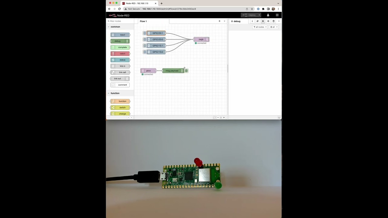 Raspberry Pi PicoW MQTT-GPIO With Node-RED - YouTube