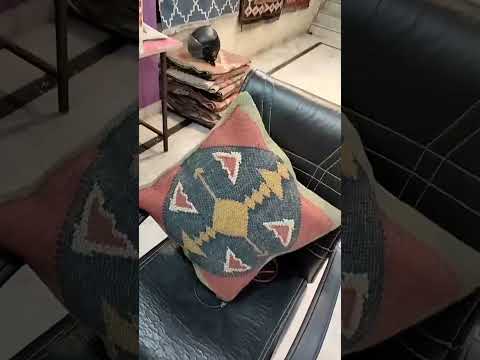 Multicolor Cotton Cushion Cover Kilim Wool Jute Handwoven Pillow Cushion Cover, For Home, Size: 50 X 50 Cm