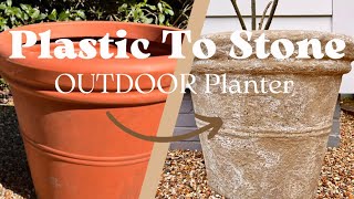DIY STONE LOOK OUTDOOR PLANTERS || DIY Home Decor on a Budge