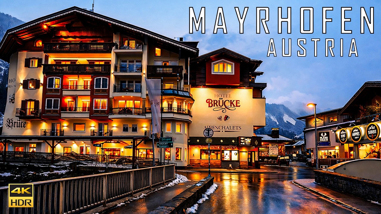 Mayrhofen Austria Winter Evening Walk ❄️ Snowy Alpine Village in the Zillertal 4k
