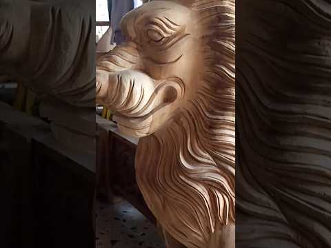 lion  mode carving SM wood design