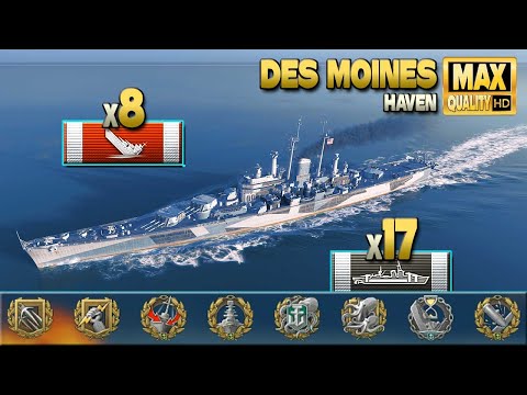 Cruiser Des Moines: 8 ships destroyed on map Haven - World of Warships