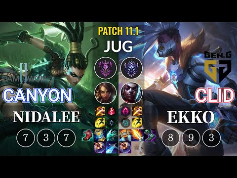 DWG Canyon Nidalee vs GEN Clid Ekko Jungle - KR Patch 11.1