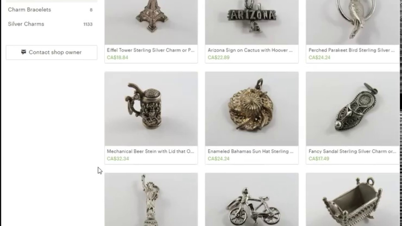 Etsy Collectables928 Sterling Silver Charms and Bracelets