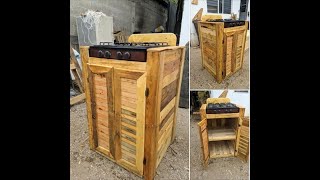 Mueble para estufa hecho con tarimas, COCINA CON TARIMAS