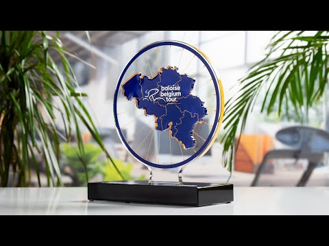 Award made of custom cut, fused glass- baloise belgum tour