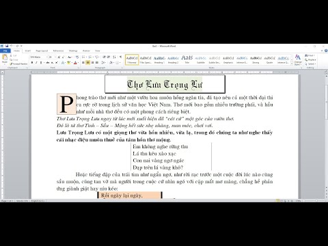 Hướng dẫn thực hành Capitular, borda e sombreamento: Thơ Lưu Trọng Lư - Bài tập Giáo trình Tin học MOS 1