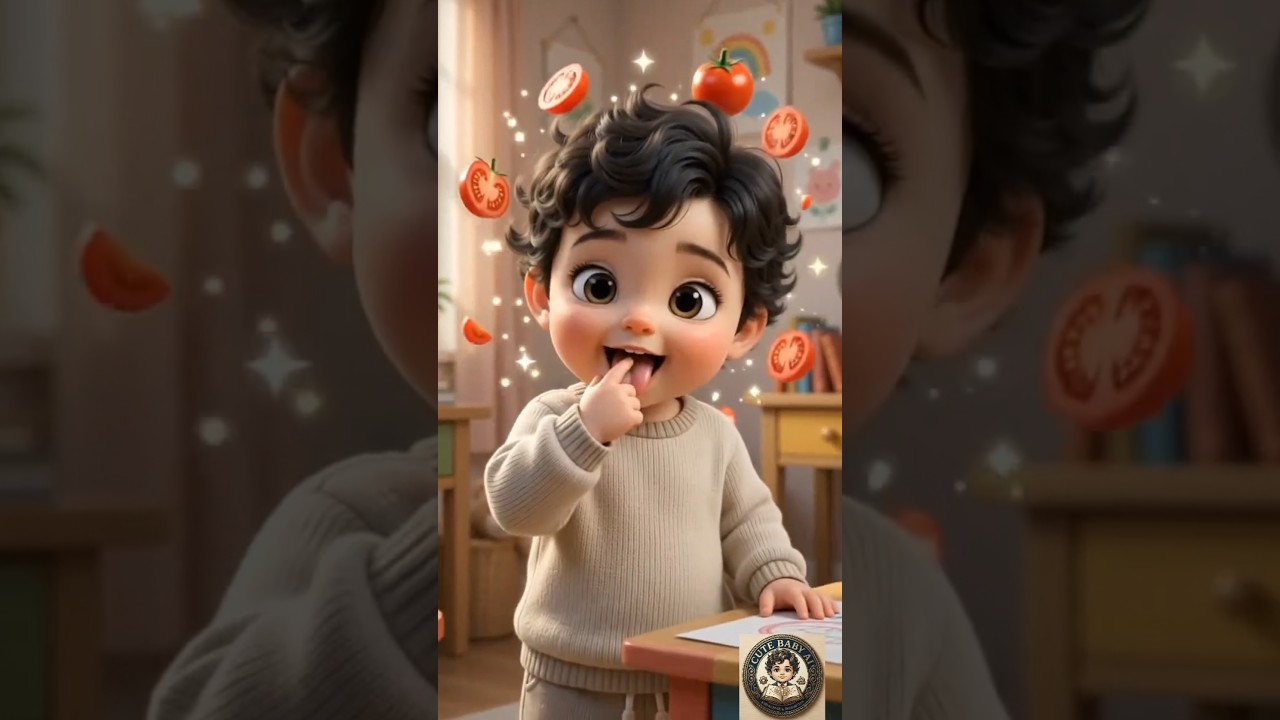 अहा टमाटर लाल लाल 🍅 🍅 Aaha Tamatar Bade Mazedar | Hindi Nursery Rhymes। CUTE BABY AI #ytshorts