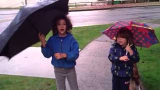 Kids walking in the raindrop pop