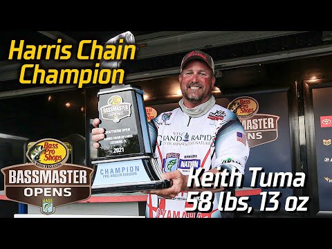 Keith Tuma wins the Basspro.com OPEN at Harris Chain with 58-13