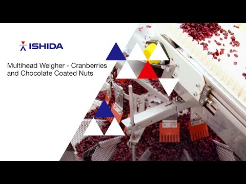 Ishida Multihead Weigher. Application: cranberries & chocolate coated nuts