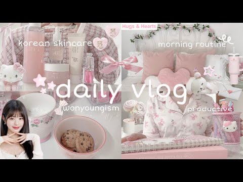 spend a day with me 🎀♡ morning & night routine, korean skincare, wonyoungism, productive, self care