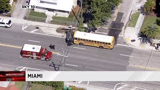 School bus crashes into car in Miami's Little Havana