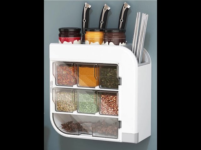منظم مطبخ جداري متعدد الوظائف لتخزين التوابل والأو...