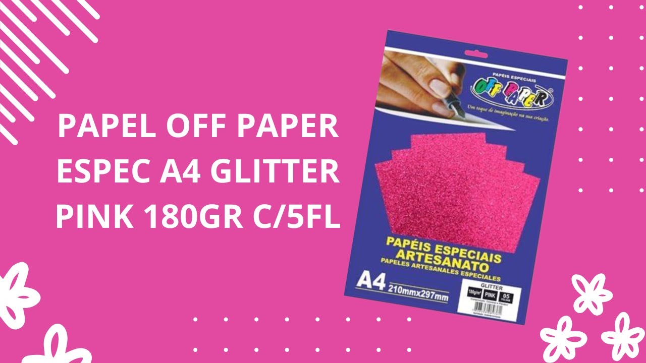 PAPEL OFF PAPER ESPEC A4 GLITTER PINK 180GR C/5FL