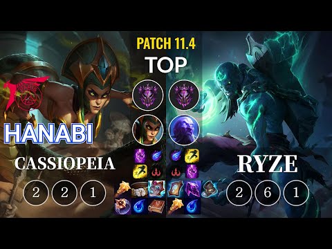 TLN Hanabi Cassiopeia vs Ryze Top - KR Patch 11.4