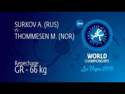 Repechage GR - 66 kg: A. SURKOV (RUS) df. M. THOMMESEN (NOR) by TF, 9-0