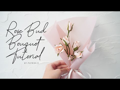 Cheap and Easy Craft Idea | DIY How To Make Rose Bud Bouquet Paper Flower | By.putriolvi