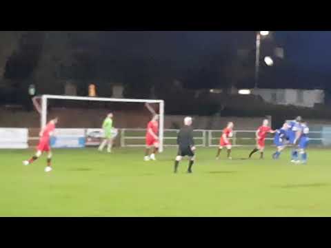 Pinchbeck United vs Oadby Town: shot goes almost into the road