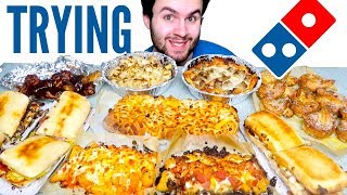 TRYING DOMINO&#39;S NO PIZZA MENU! - Chicken Wings, Pasta, &amp; MORE Restaurant Taste Test!