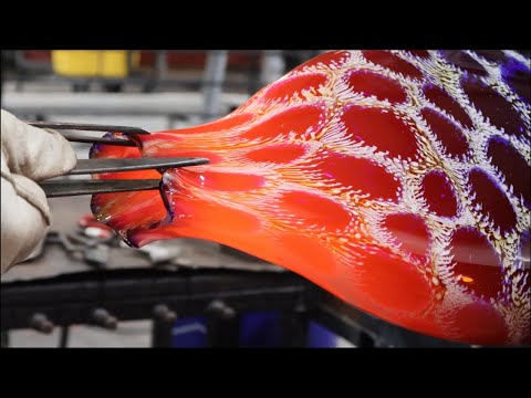 Making a Murrine Vase - Full Glassblowing Process Demonstration