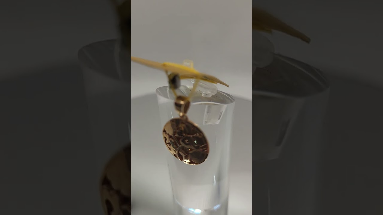 Auksinis apvalus pakabukas su gėlių ornamentais